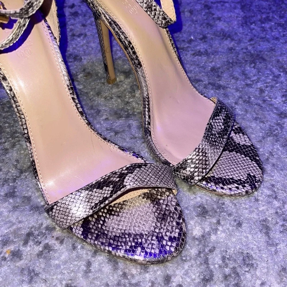 Charlotte Russe Snakeskin Double Buckle Ankle Strap Sandal Heels Size: 8